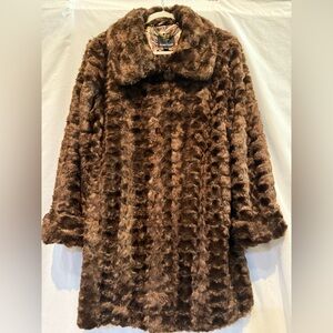 NWOT - Dennis by Dennis Basso Espresso Textured Faux Fur Coat